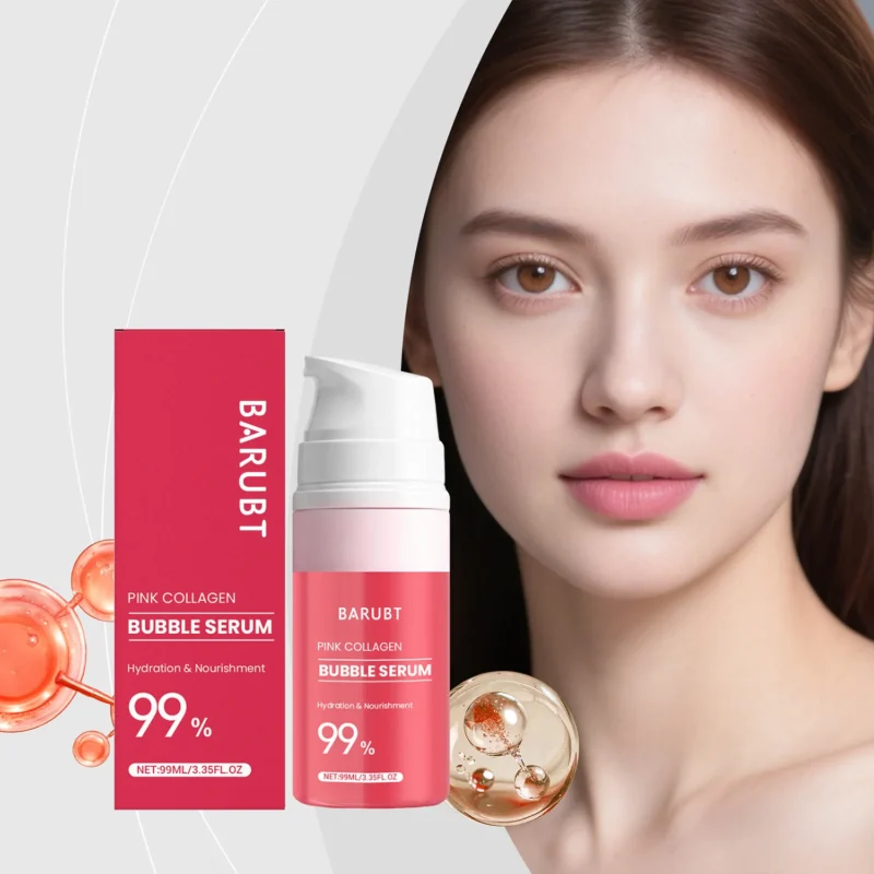 BARUBT Pink Collagen Bubble Serum - 99ml Hydrating & Firming Face Essence