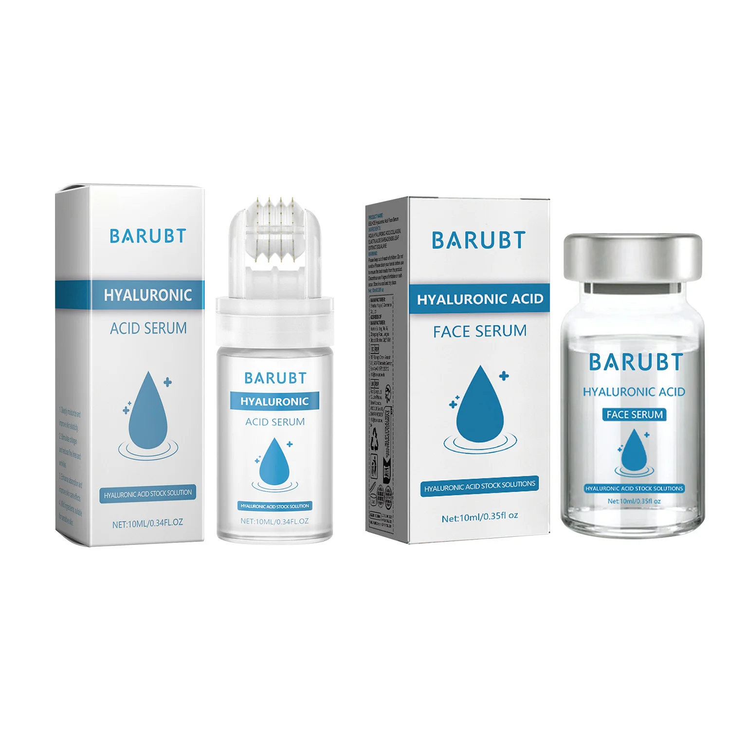 BARUBT Hyaluronic Acid Microneedle Serum Deep Hydrating Face Essence 10ml - Review 1 BARUBT Hyaluronic Acid Microneedle Serum bottle with roller head